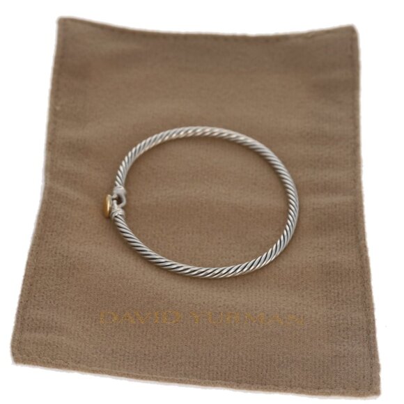 David Yurman Classic Cable Heart Bangle Bracelet 6 1/2" - Sterling 925 Gold 18k - Picture 7 of 7